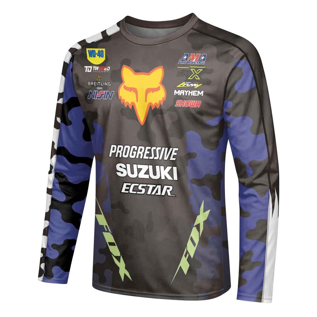 Ken Roczen 94 Progressive Blue Camo Long Sleeve Motocross Jersey