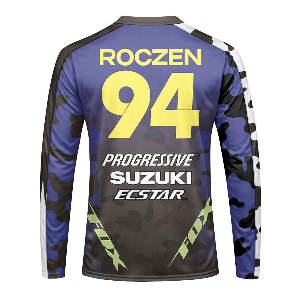 Ken Roczen 94 Progressive Blue Camo Long Sleeve Motocross Jersey
