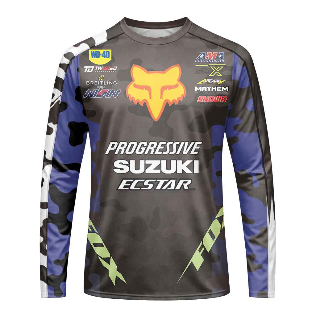 Ken Roczen 94 Progressive Blue Camo Long Sleeve Motocross Jersey