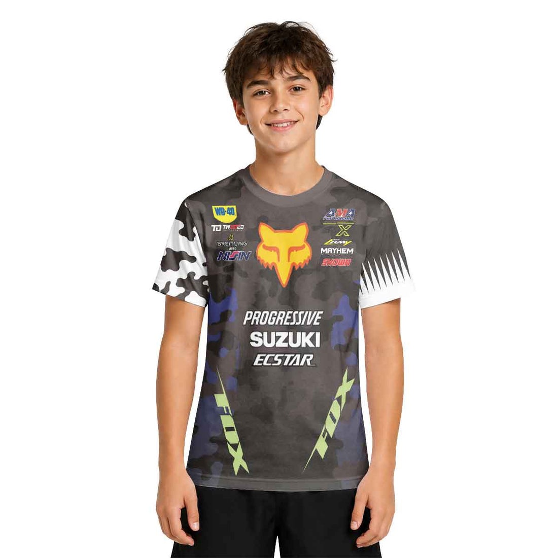 Ken Roczen 94 Progressive Blue Camo Youth Short Sleeve Motocross Jersey