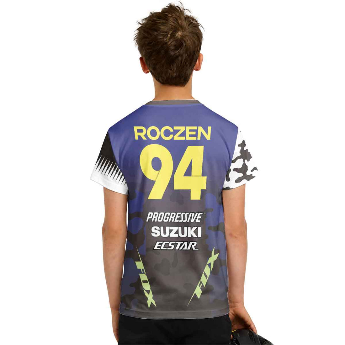 Ken Roczen 94 Progressive Blue Camo Youth Short Sleeve Motocross Jersey