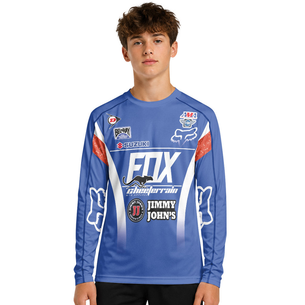 Ken Roczen 94 Suzuki Supercross Blue White Youth Long Sleeve Motocross Jersey