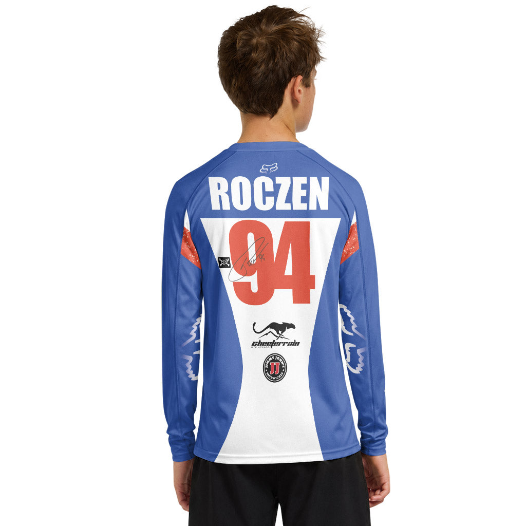 Ken Roczen 94 Suzuki Supercross Blue White Youth Long Sleeve Motocross Jersey