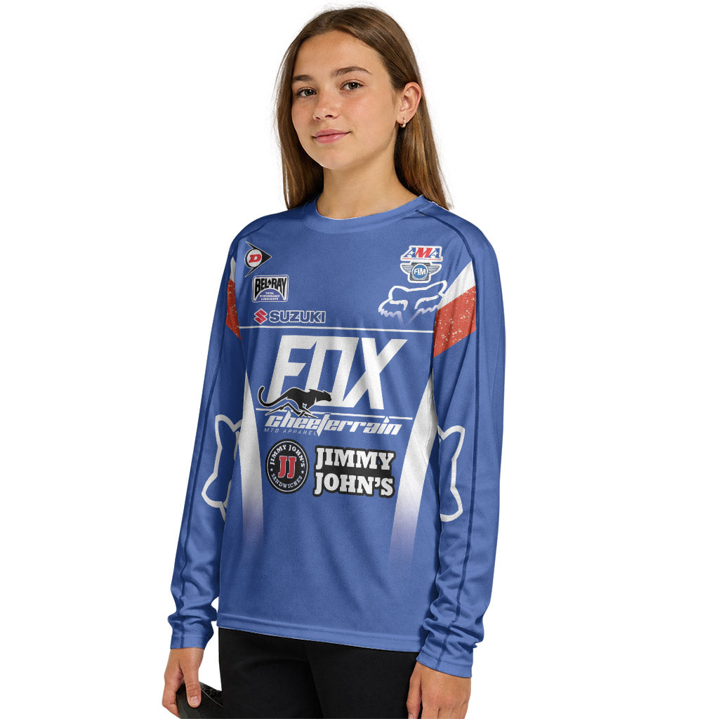 Ken Roczen 94 Suzuki Supercross Blue White Youth Long Sleeve Motocross Jersey