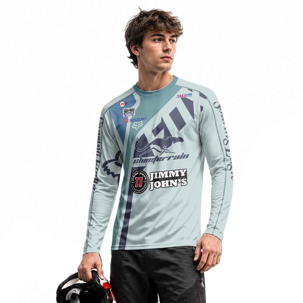 Ken Roczen Grey Diagonal Stripe Long Sleeve Motocross Jersey