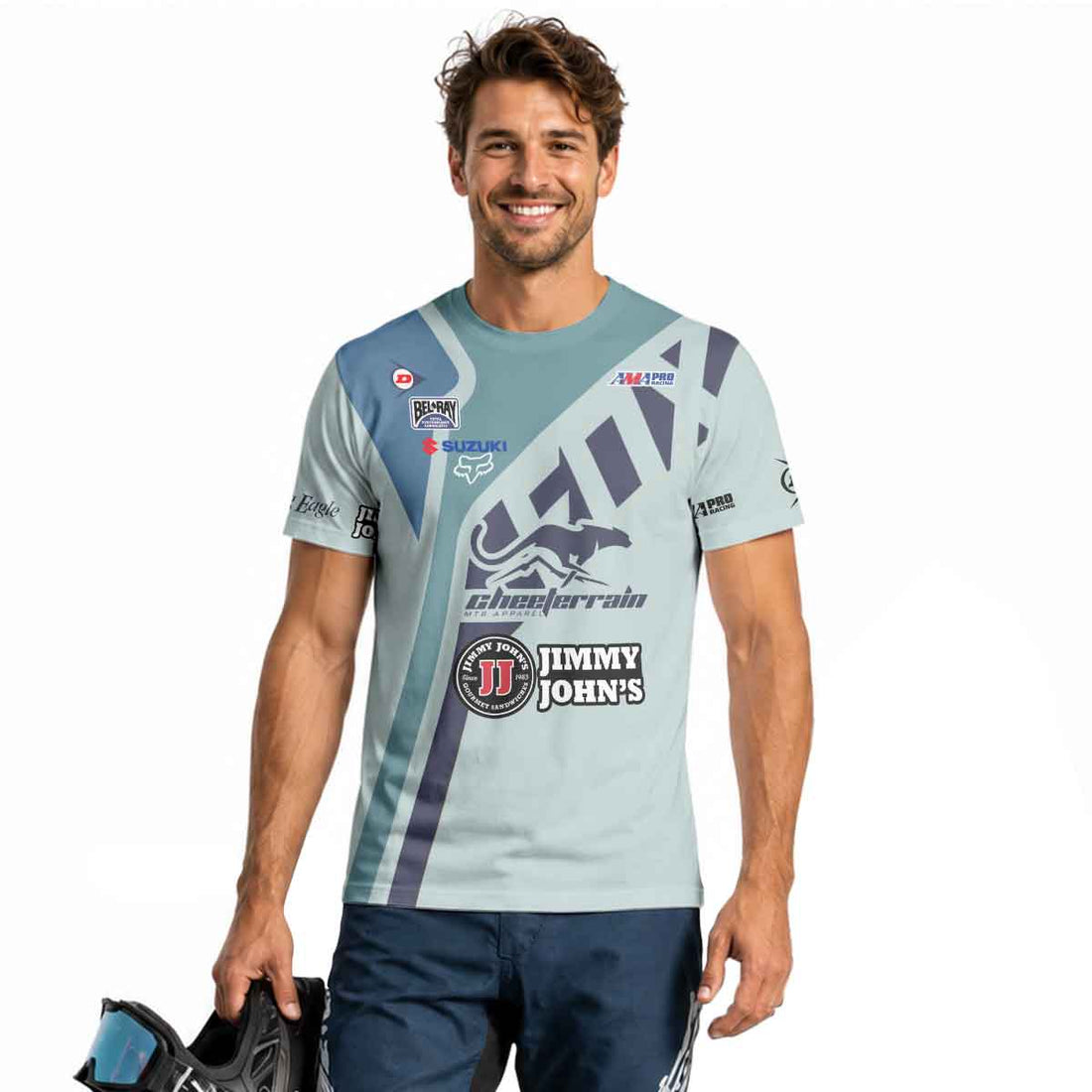 Ken Roczen Grey Diagonal Stripe Short Sleeve Motocross Jersey
