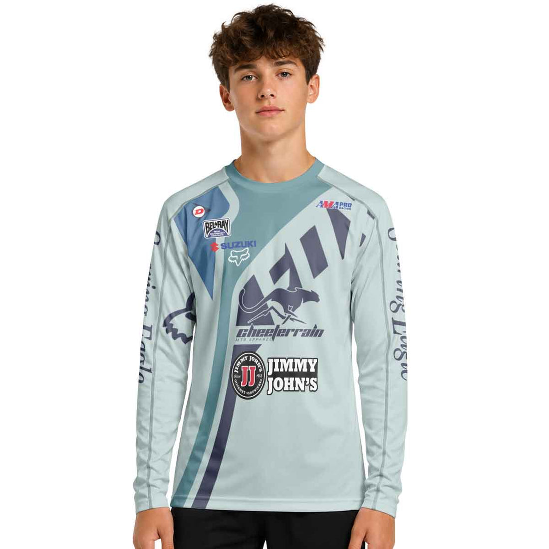 Ken Roczen Grey Diagonal Stripe Youth Long Sleeve Motocross Jersey