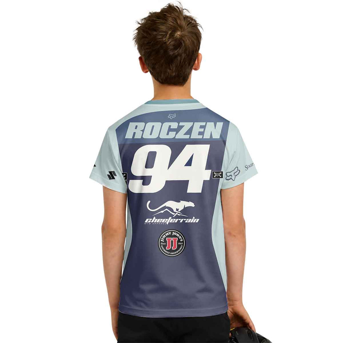 Ken Roczen Grey Diagonal Stripe Youth Short Sleeve Motocross Jersey