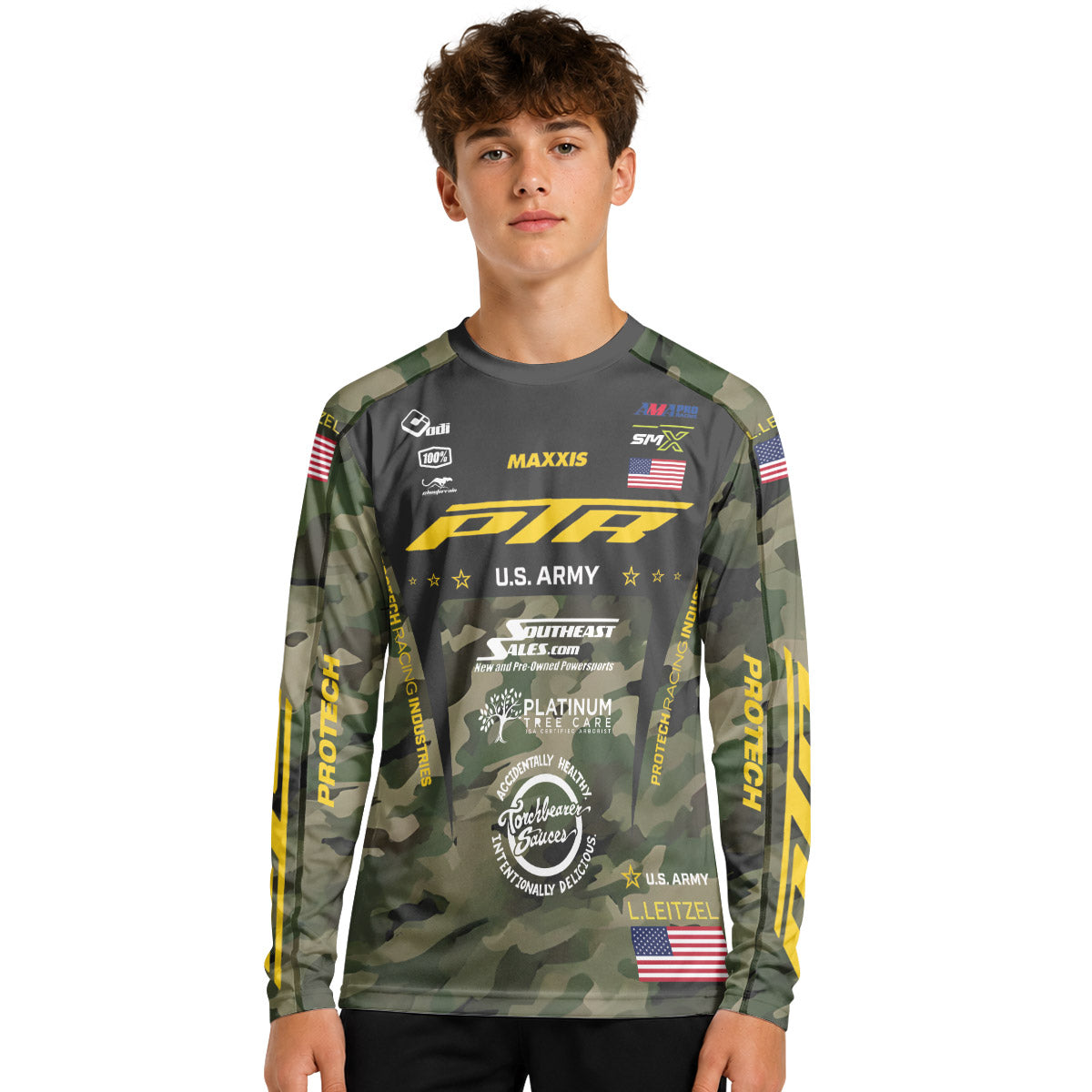 Logan Leitzel 208 Camo Youth Long Sleeve Motocross Jersey