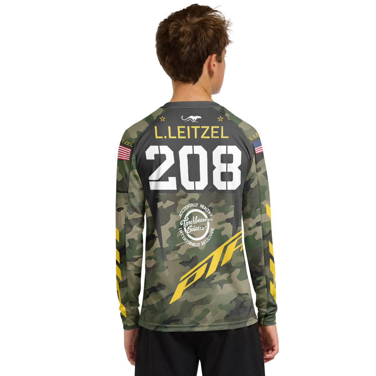 Logan Leitzel 208 Camo Youth Long Sleeve Motocross Jersey