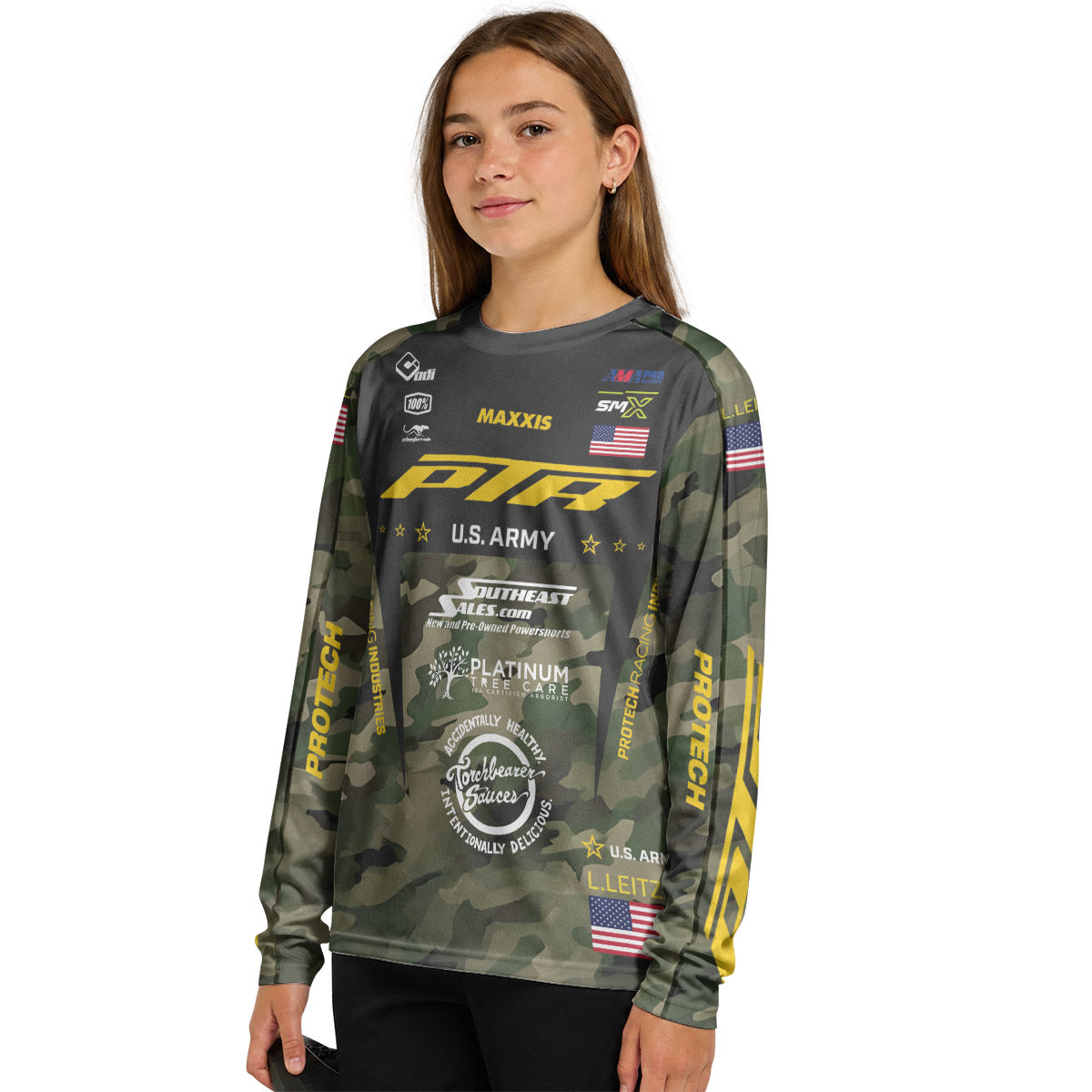 Logan Leitzel 208 Camo Youth Long Sleeve Motocross Jersey
