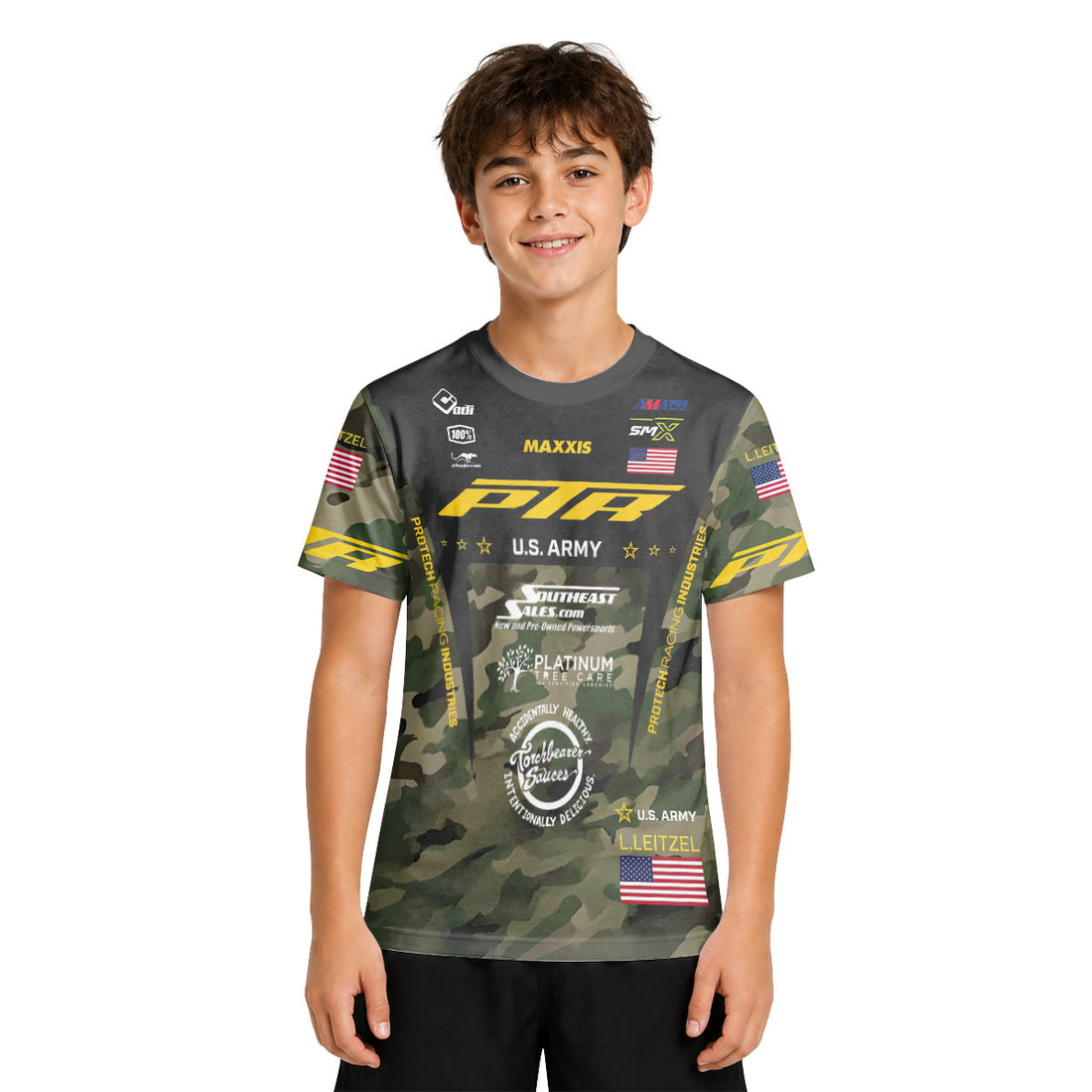 Logan Leitzel 208 Camo Youth Short Sleeve Motocross Jersey