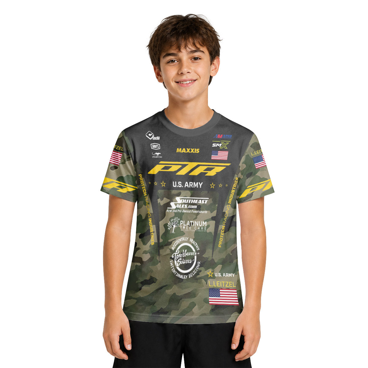 Logan Leitzel 208 Camo Youth Short Sleeve Motocross Jersey