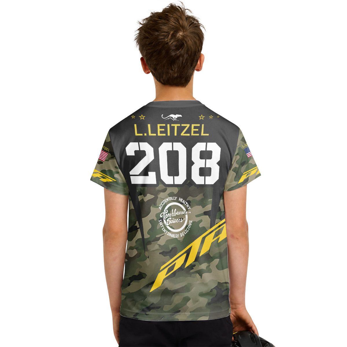 Logan Leitzel 208 Camo Youth Short Sleeve Motocross Jersey