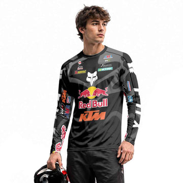 Max Vohland 34 KTM Black Wavy Abstract Long Sleeve Motocross Jersey