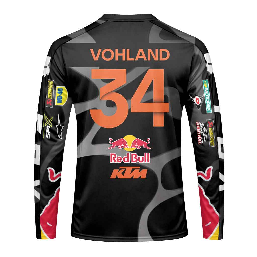 Max Vohland 34 KTM Black Wavy Abstract Long Sleeve Motocross Jersey