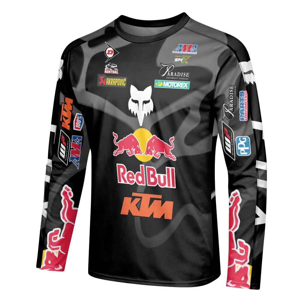 Max Vohland 34 KTM Black Wavy Abstract Long Sleeve Motocross Jersey