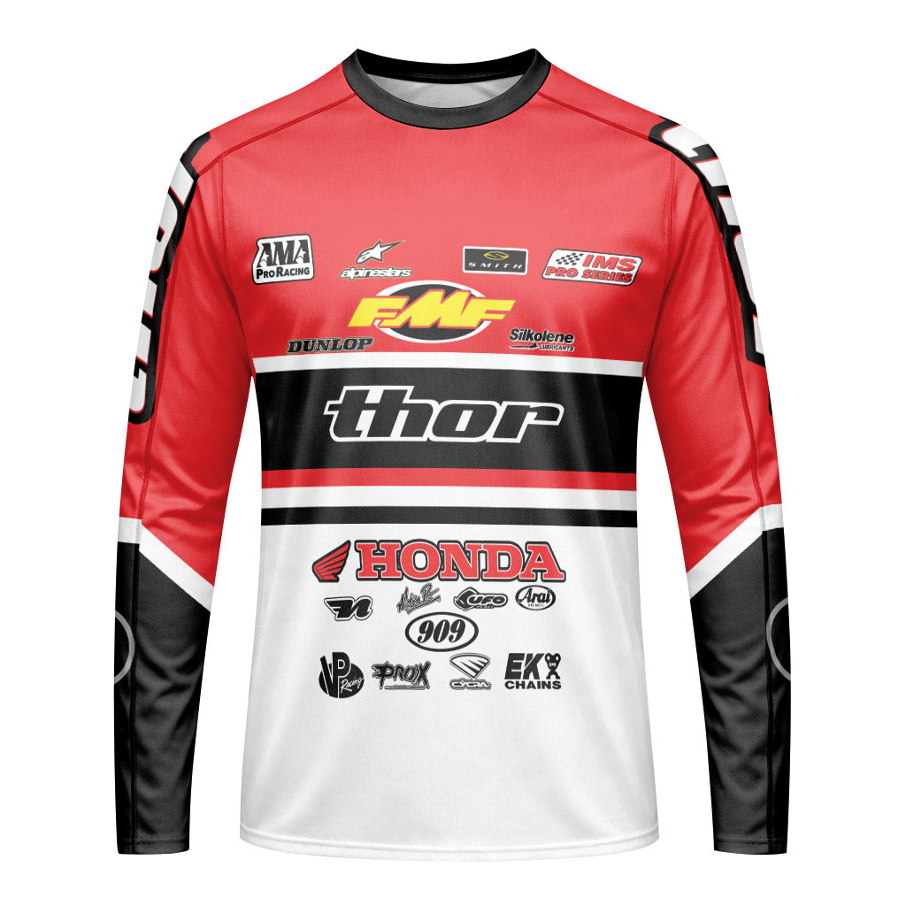 Maximus Vohland 711 Red White Long Sleeve Motocross Jersey