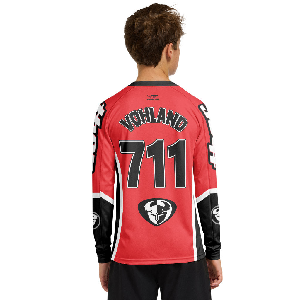 Maximus Vohland 711 Red White Youth Long Sleeve Motocross Jersey