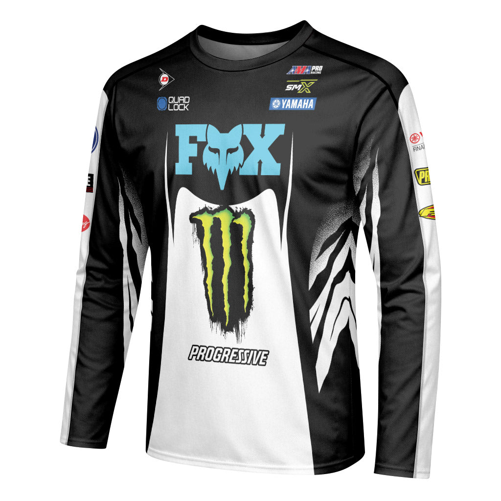 Monster Deegan 38 Progressive Black White Long Sleeve Motocross Jersey