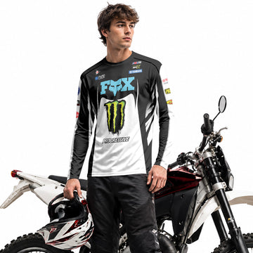 Monster Deegan 38 Progressive Black White Long Sleeve Motocross Jersey