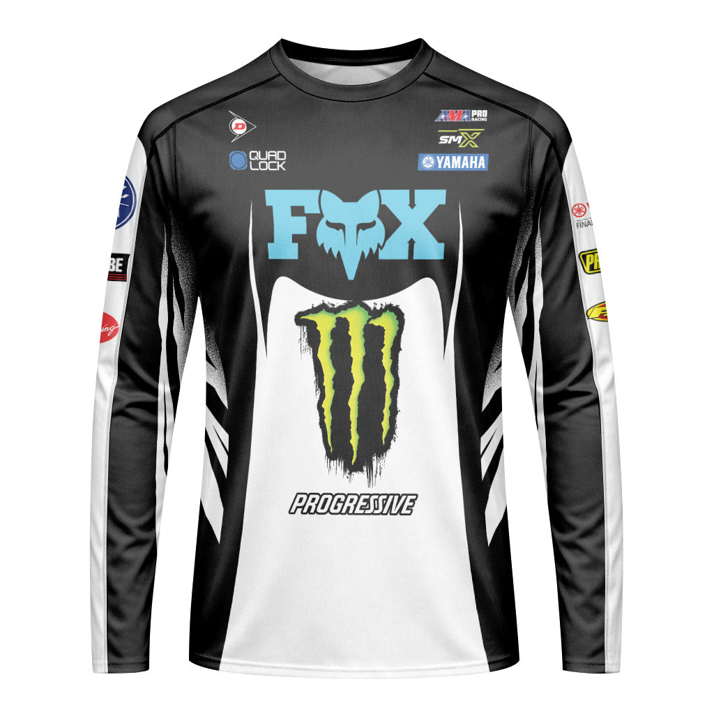 Monster Deegan 38 Progressive Black White Long Sleeve Motocross Jersey