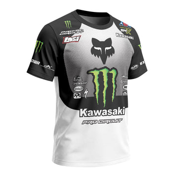 Monster Kawasaki Black White Short Sleeve Mountain Bike Jersey