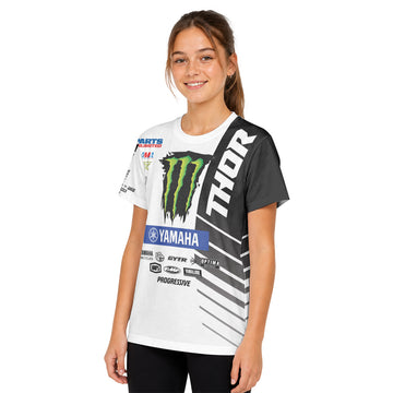 Personalized Monster 38 Black White Youth Short Sleeve Motocross Jersey