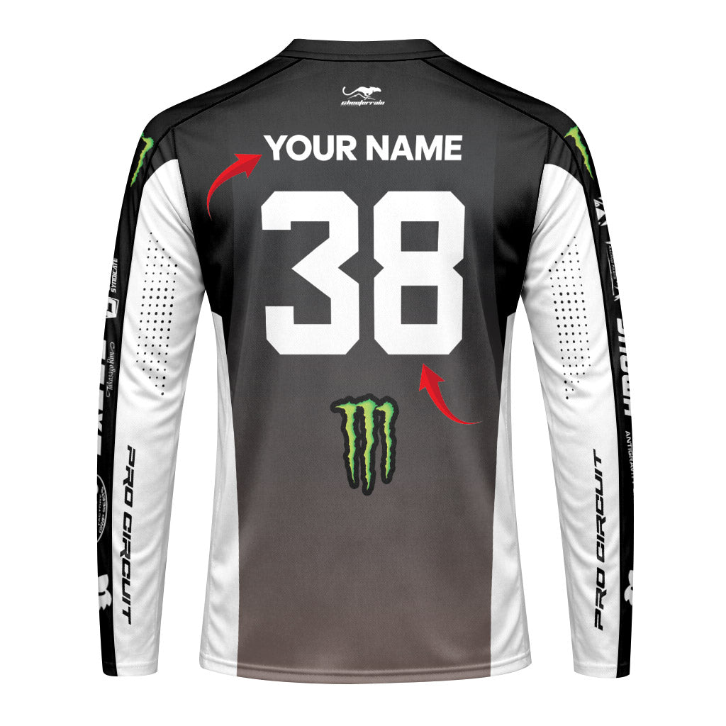 Personalized Monster Kawasaki Long Sleeve Motocross Jersey
