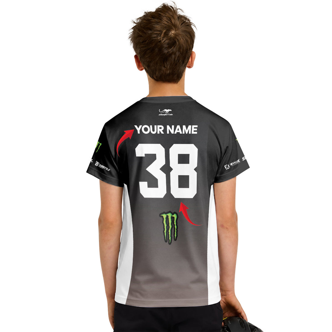 Personalized Monster Kawasaki Youth Short Sleeve Motocross Jersey