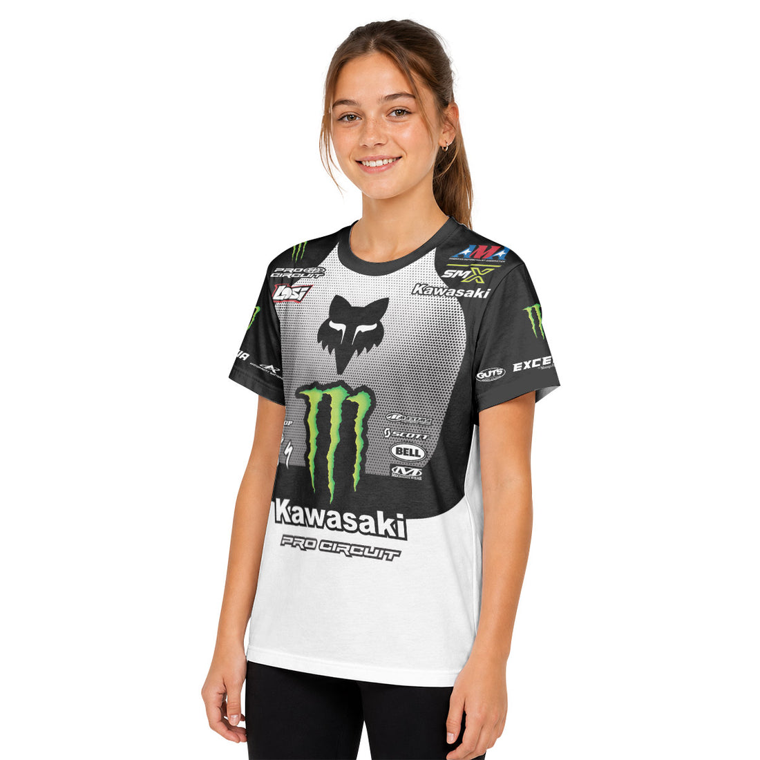 Personalized Monster Kawasaki Youth Short Sleeve Motocross Jersey
