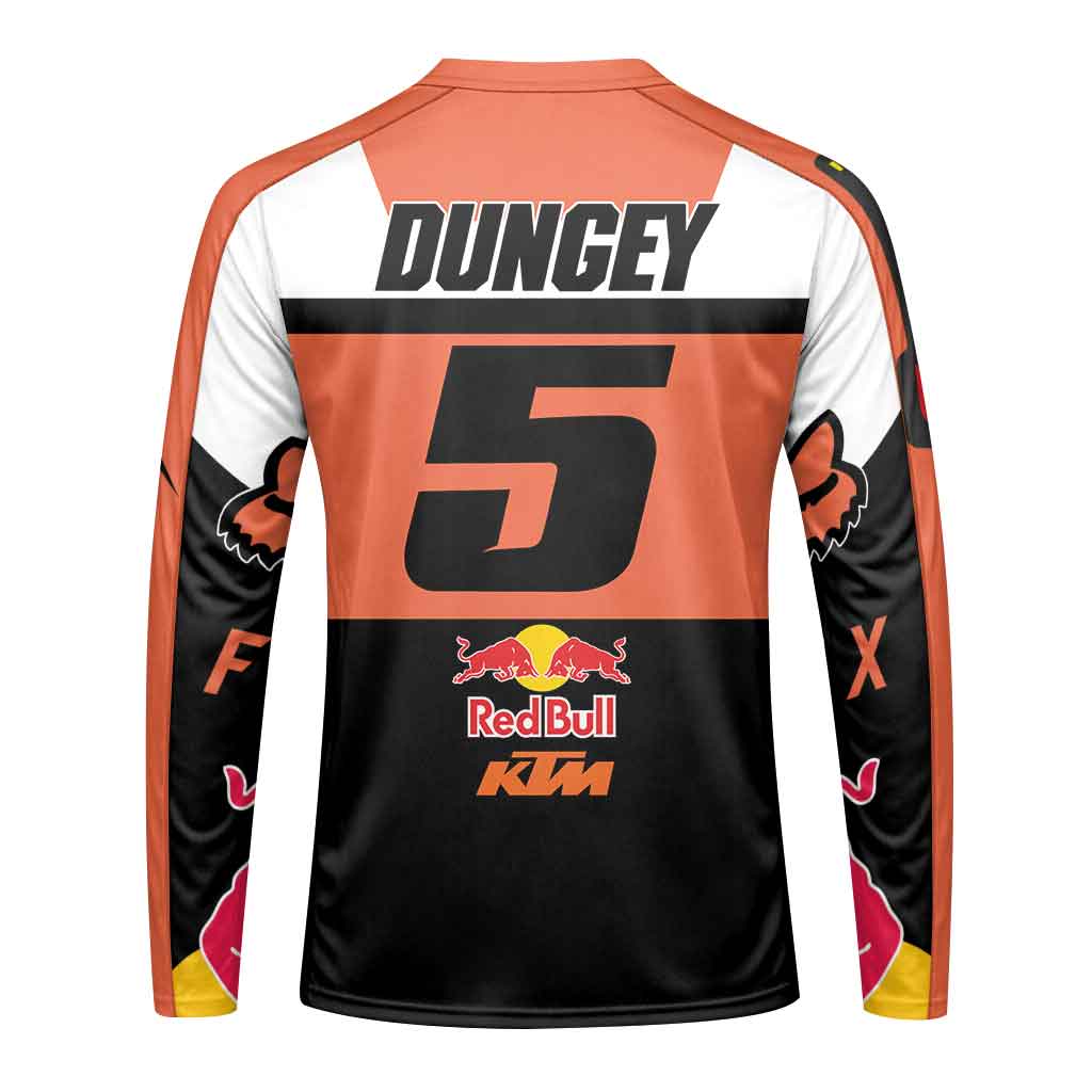 Ryan Dungey 5 Orange White Long Sleeve Motocross Jersey