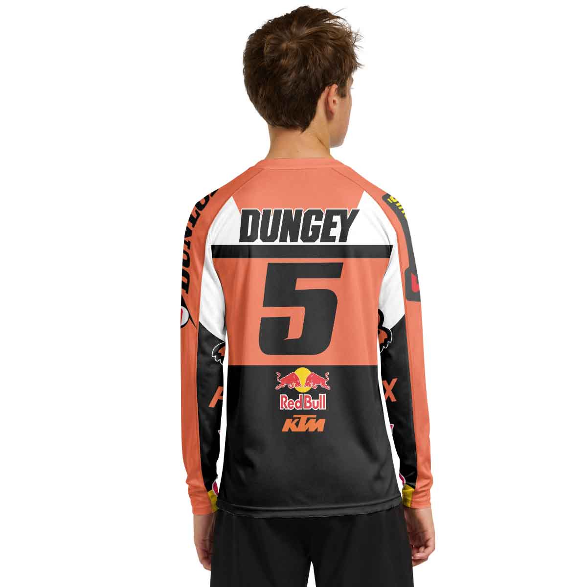 Ryan Dungey 5 Orange White Youth Long Sleeve Motocross Jersey