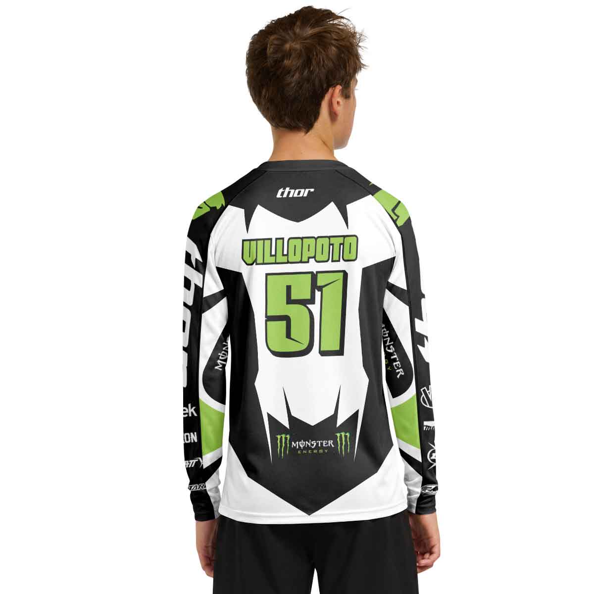 Ryan Villopoto 51 Monster Youth Long Sleeve Motocross Jersey