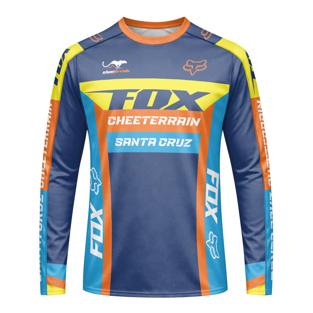 Santa Cruz Racing Blue Orange Long Sleeve Mountain Bike Jersey