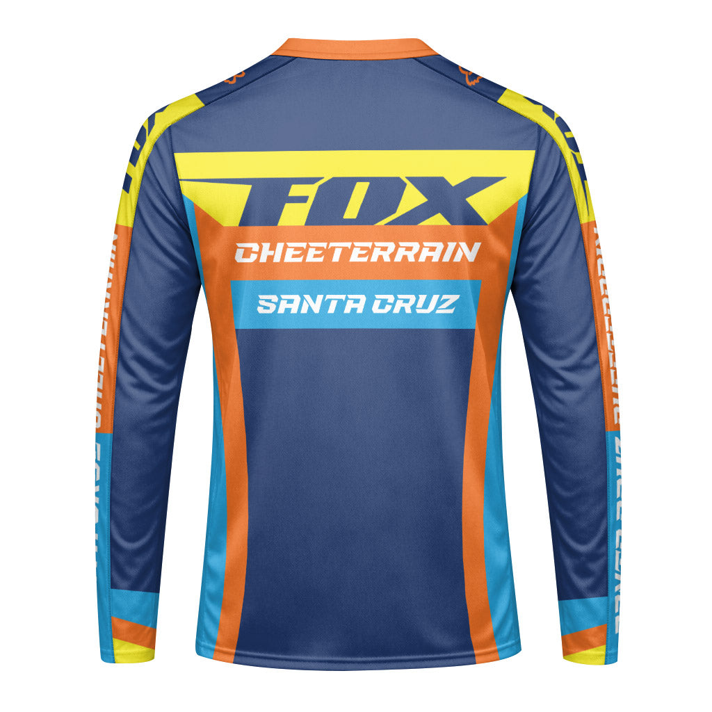Santa Cruz Racing Blue Orange Long Sleeve Mountain Bike Jersey