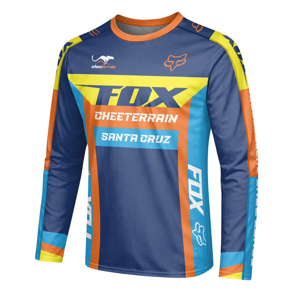 Santa Cruz Racing Blue Orange Long Sleeve Mountain Bike Jersey