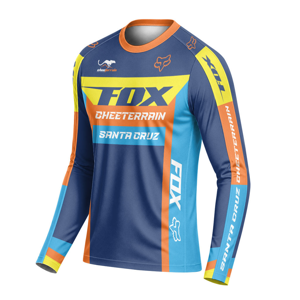 Santa Cruz Racing Blue Orange Long Sleeve Mountain Bike Jersey