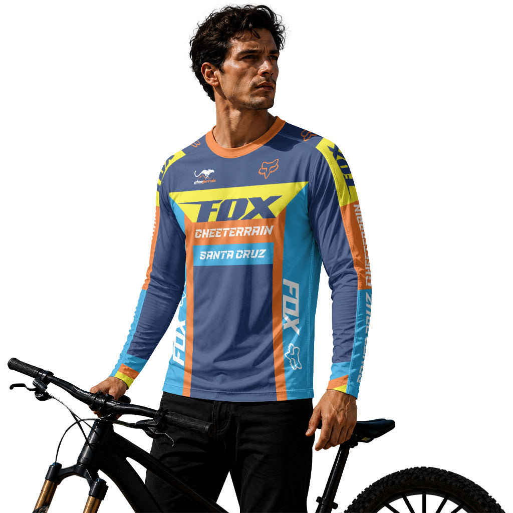 Santa Cruz Racing Blue Orange Long Sleeve Mountain Bike Jersey