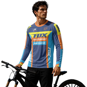 Santa Cruz Racing Blue Orange Long Sleeve Mountain Bike Jersey