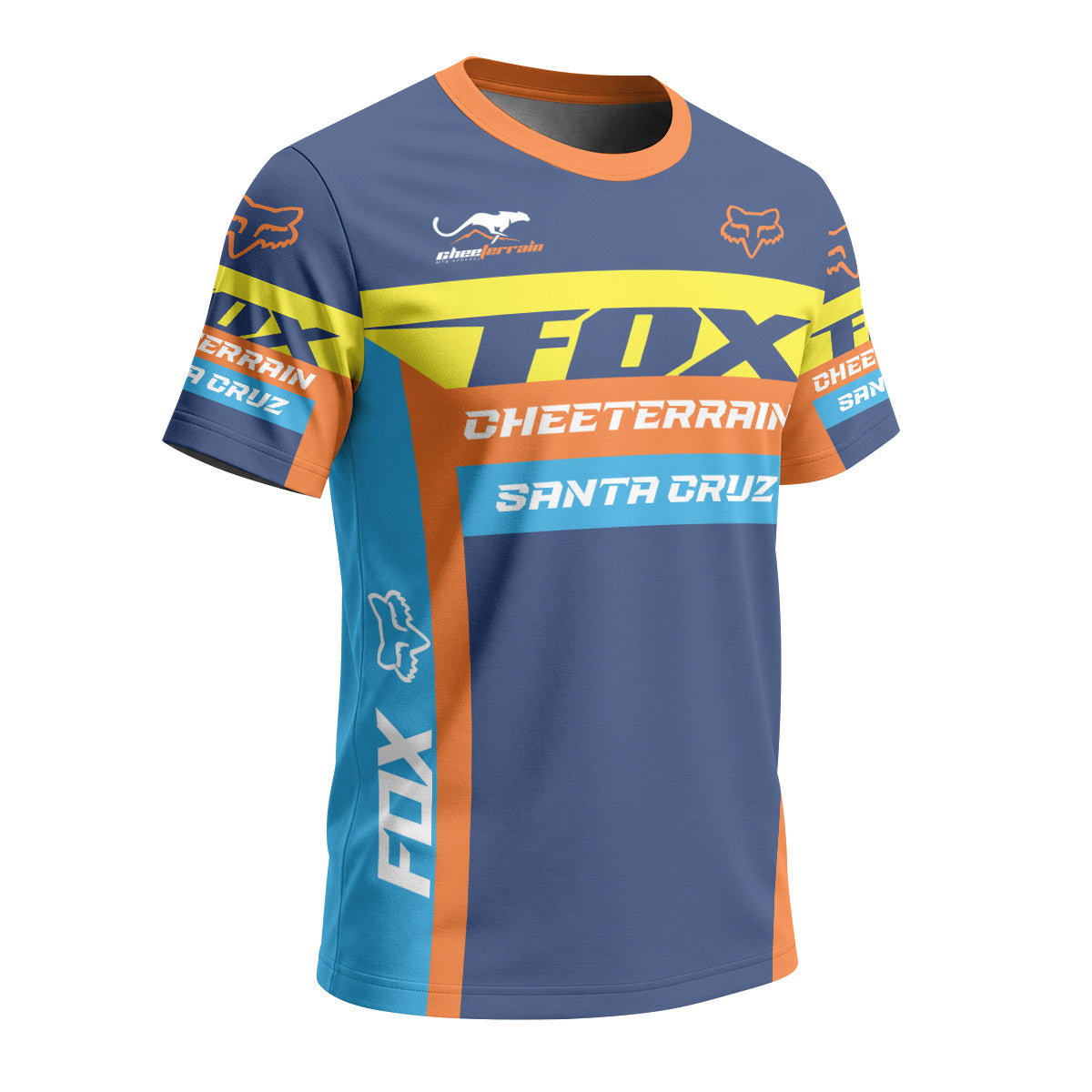 Santa Cruz Racing Blue Orange Short Sleeve Mountain Bike Jersey