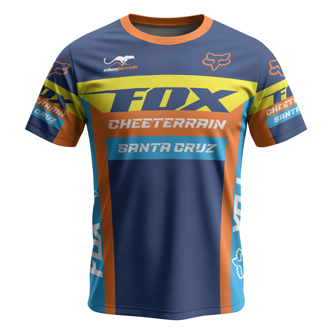 Santa Cruz Racing Blue Orange Short Sleeve Mountain Bike Jersey