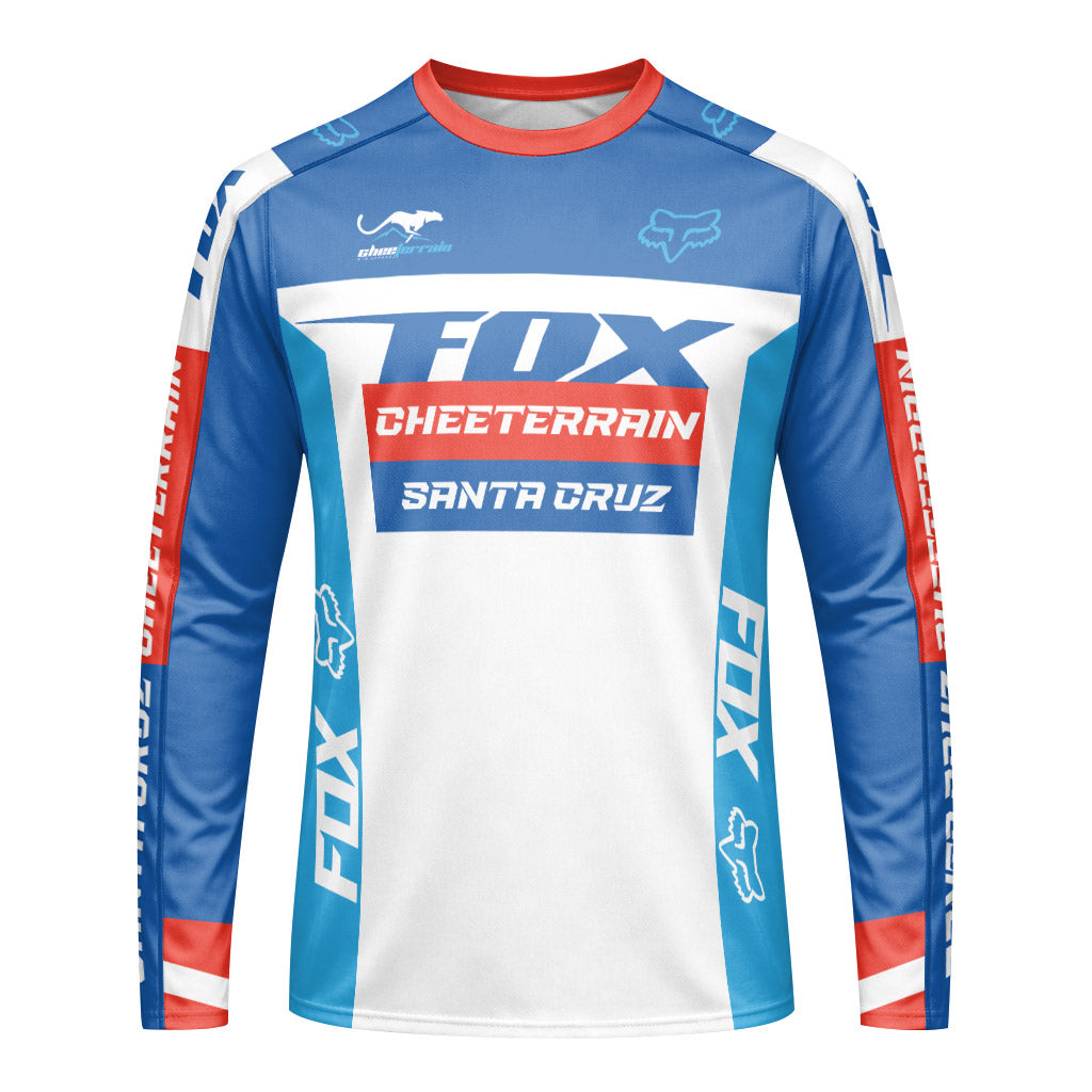 Santa Cruz Racing Blue Red Long Sleeve Mountain Bike Jersey