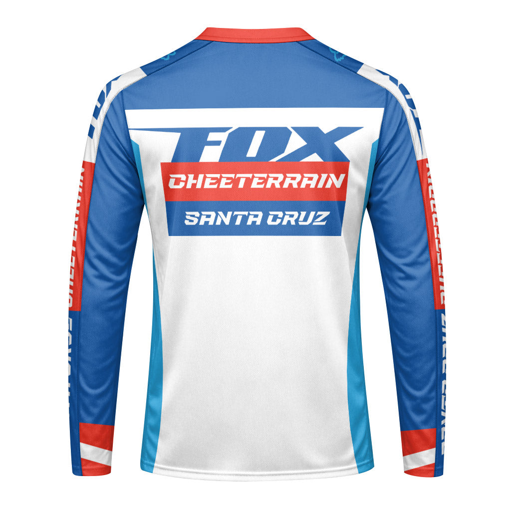 Santa Cruz Racing Blue Red Long Sleeve Mountain Bike Jersey