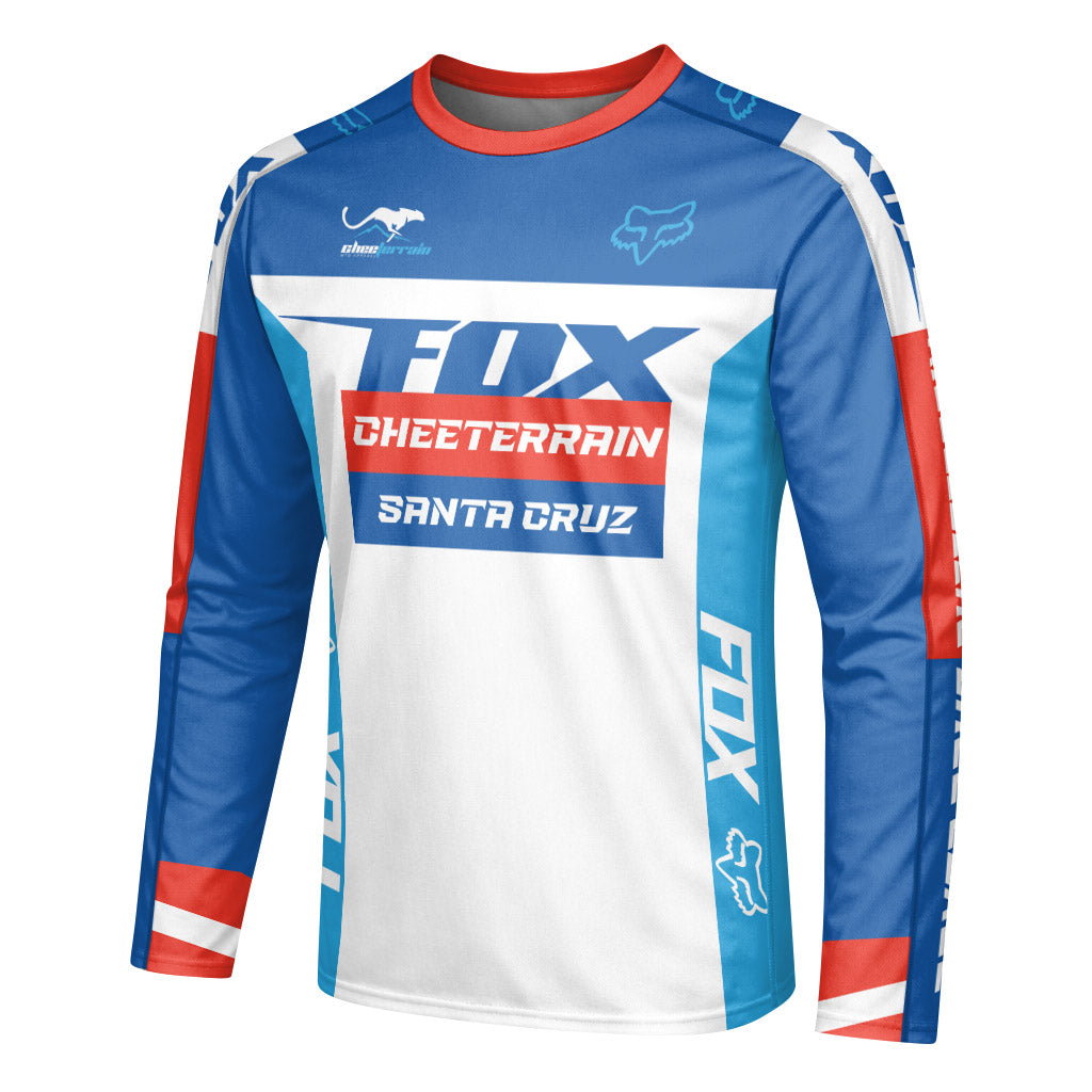 Santa Cruz Racing Blue Red Long Sleeve Mountain Bike Jersey