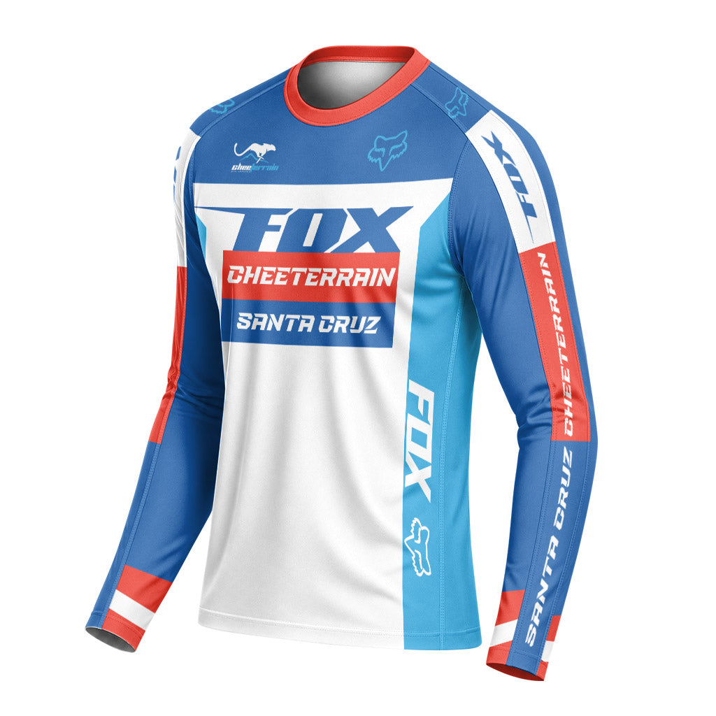 Santa Cruz Racing Blue Red Long Sleeve Mountain Bike Jersey