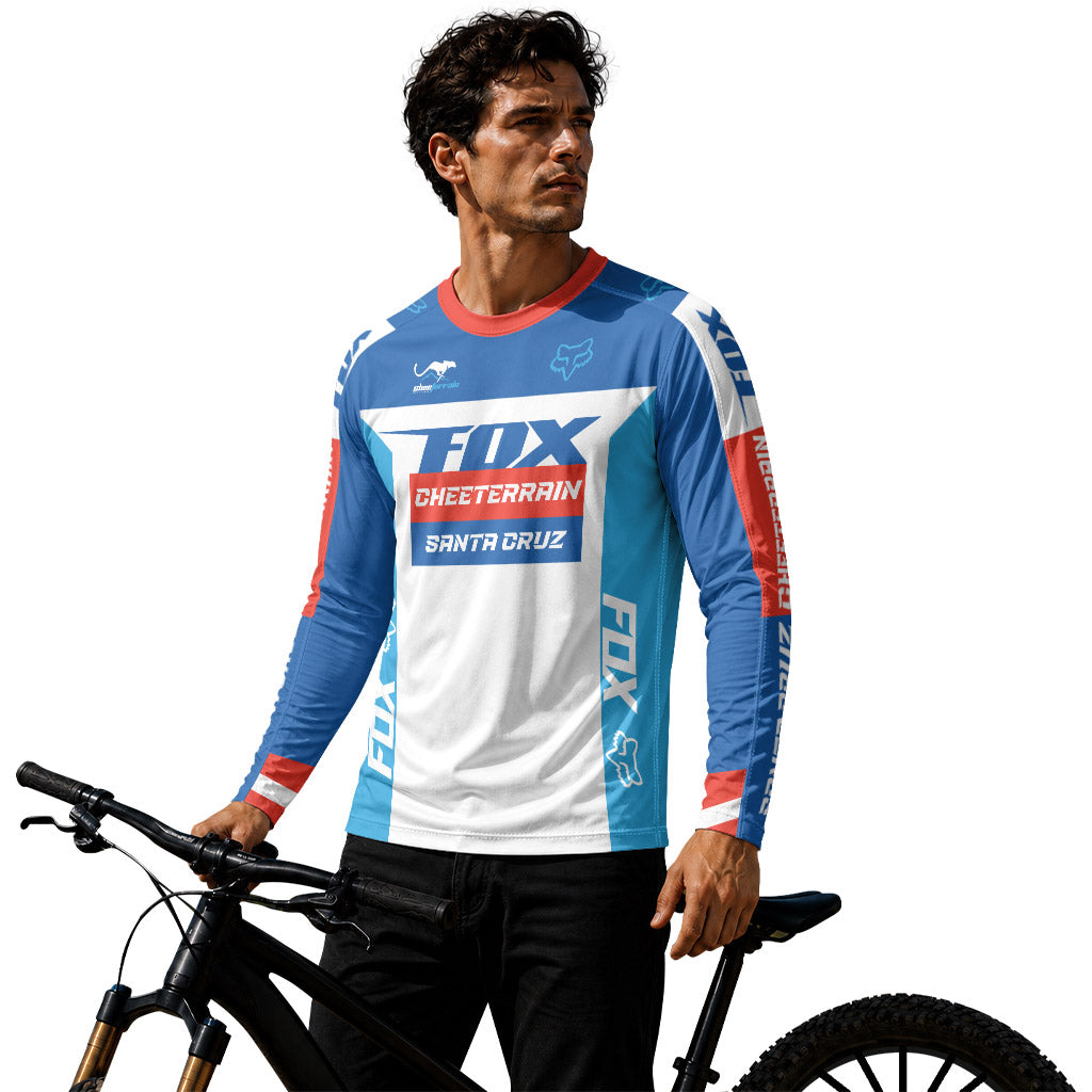 Santa Cruz Racing Blue Red Long Sleeve Mountain Bike Jersey