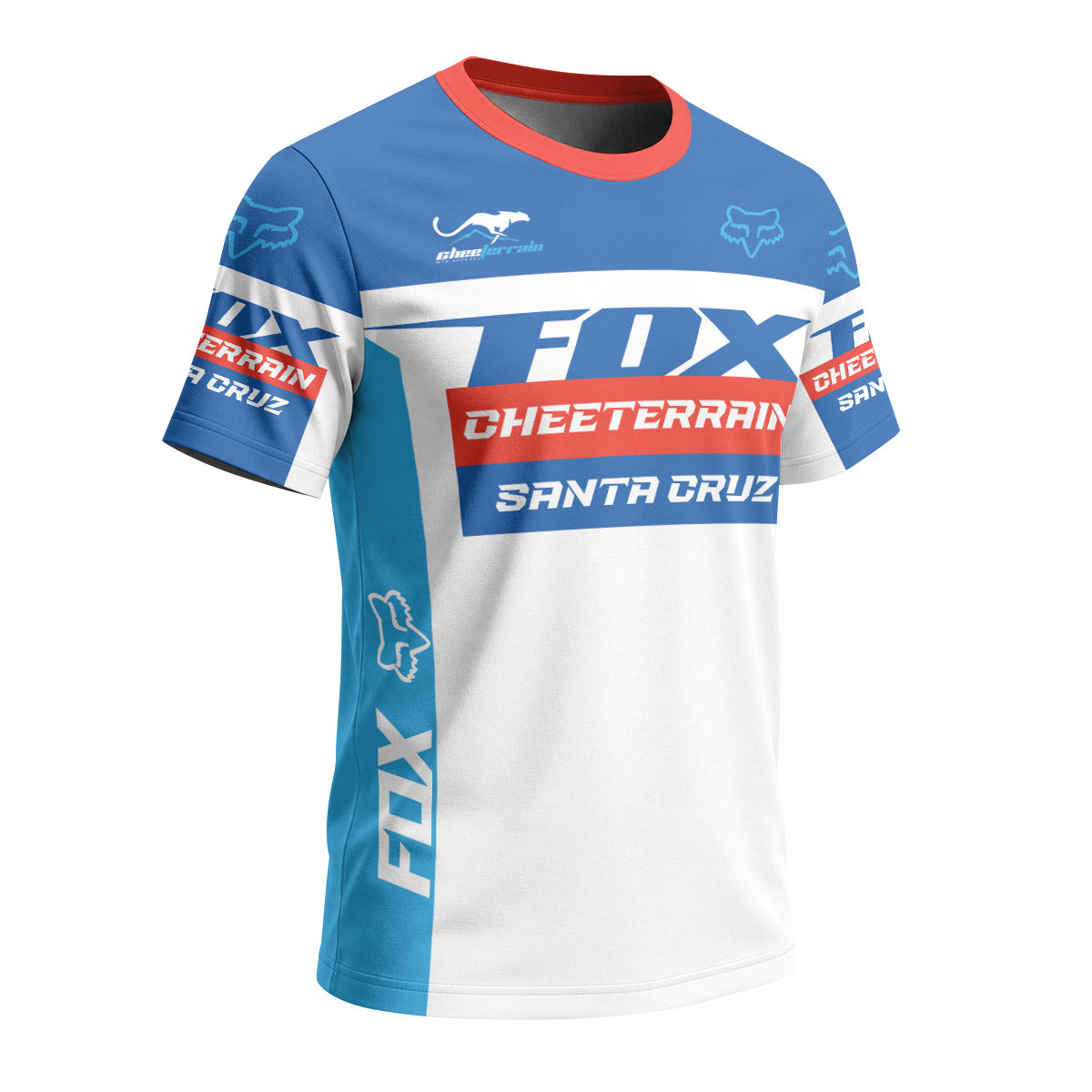 Santa Cruz Racing Blue Red Short Sleeve Mountain Bike Jersey
