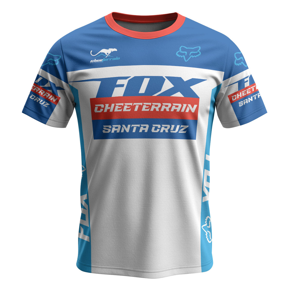 Santa Cruz Racing Blue Red Short Sleeve Mountain Bike Jersey