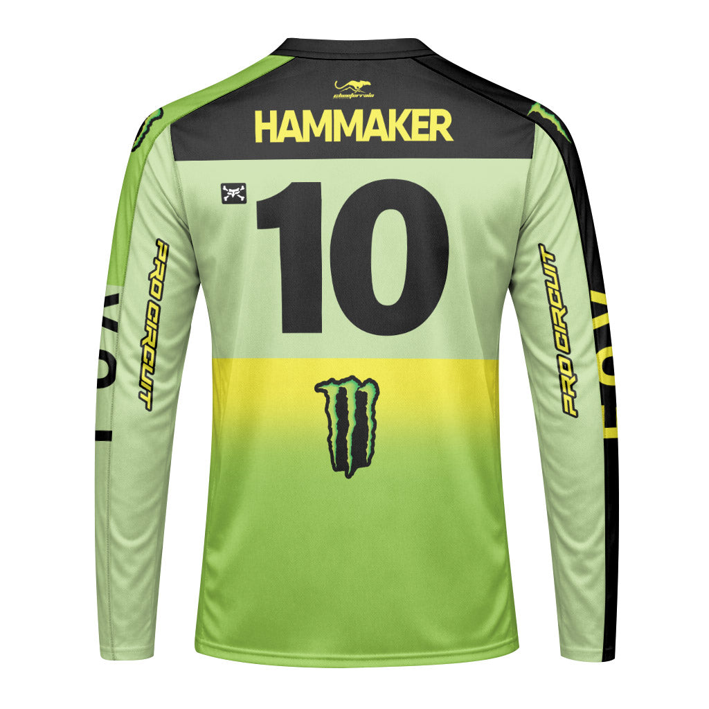 Seth Hammaker 10 Monster Green Neon Youth Long Sleeve Motocross Jersey
